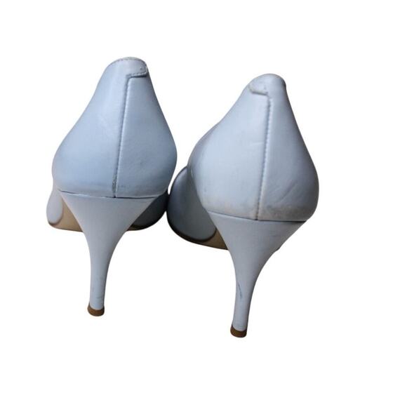 Lumiani Leather High Heel Pumps Italian Bow Blue Classic Preppy Retro - Picture 4 of 5